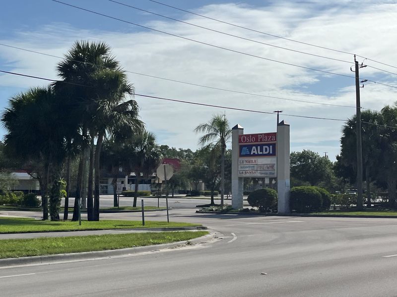 A sign for a future Aldi in Vero Beach is seen from Oslo Road. The Aldi will be located at 2950 Ninth St. S.W. and is expected to open in early 2026, along with one in Sebastian, Florida.