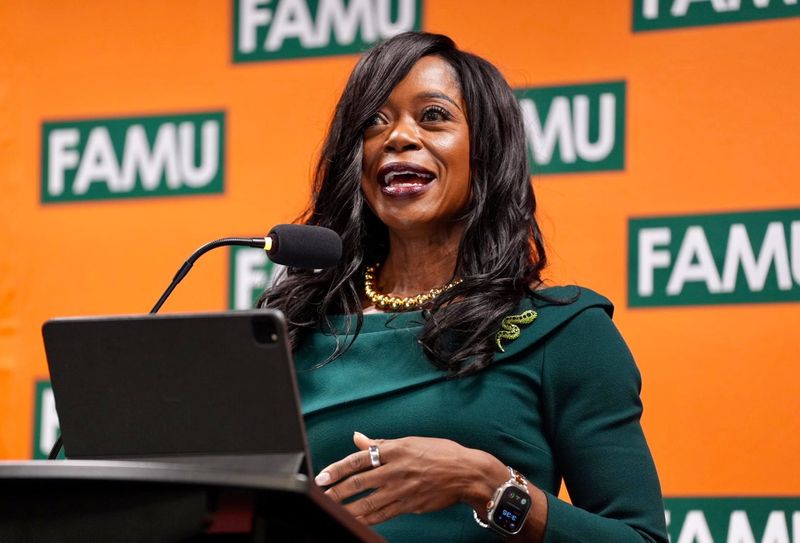 Florida A&M University President-Elect Marva Johnson holds a press briefing to announce the university’s budget for the upcoming fiscal year Wednesday, July 2, 2025.
