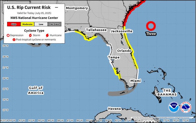 Florida rip current risk for July 5, 2025.