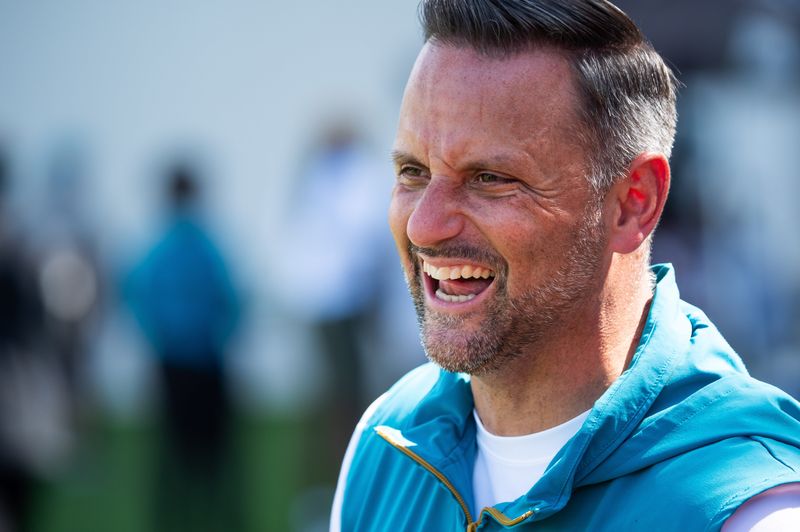 Jacksonville Jaguars defensive coordinator Anthony Campanile has a laugh after the Jacksonville Jaguarsâ€™ third mandatory minicamp Thursday June 12, 2025 at the Miller Electric Center in Jacksonville, Fla. [Doug Engle/Florida Times-Union]