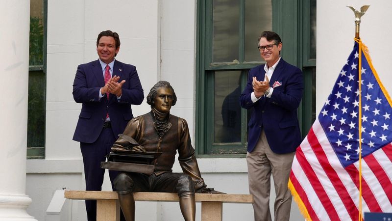 Gov. Ron DeSantis unveiled a statue of Thomas Jefferson in Jefferson County July 2, honoring America's third president and the author of the Declaration of Independence.