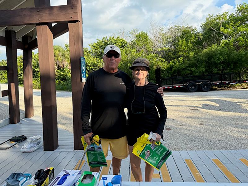 Barbara and Jack Graefe participate in the quarterly cleanup the day after the Fourth of July.