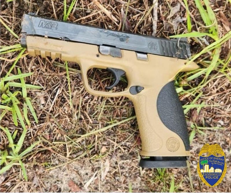 This is the gun the Jacksonville Sheriff's Office said a suspect used to shoot an officer in a leg before being killed by return fire on July 9, 2025, after a Family Dollar story robbery.