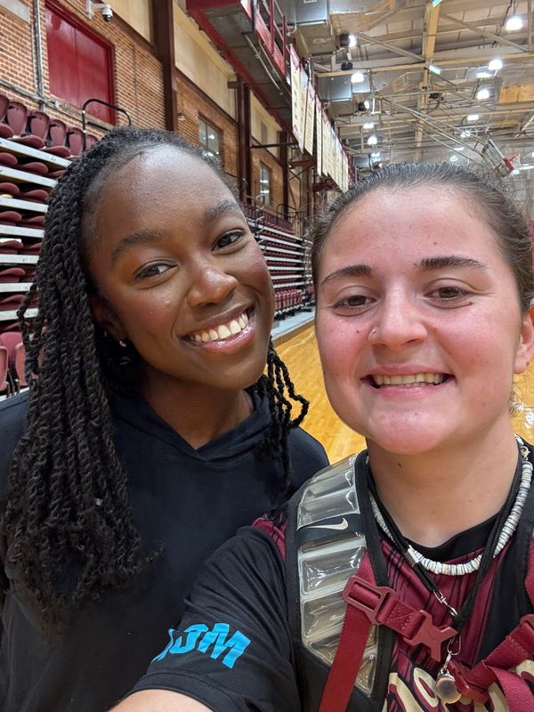Oluwamodupe “Dupe” Oloyede (left) and Kate Curley (right) at Florida State's 2025 High School Marching Band Leadership Camp.