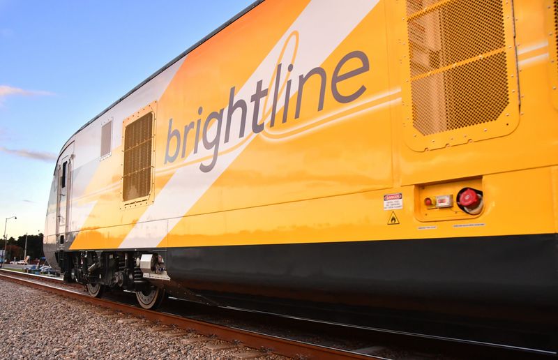 The Brightline train that left Sacramento last week en route to Florida made its way from Jacksonville to south Florida Thursday, passing through Cocoa about 6:30 p.m. being pulled by a Florida East Coast Railway engine.