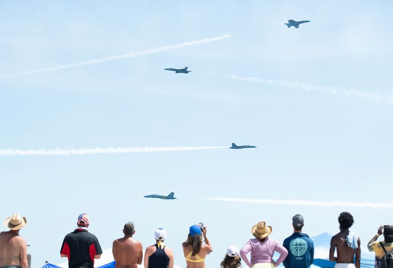 Blue Angels airshow over Pensacola Beach on July 12, 2025.