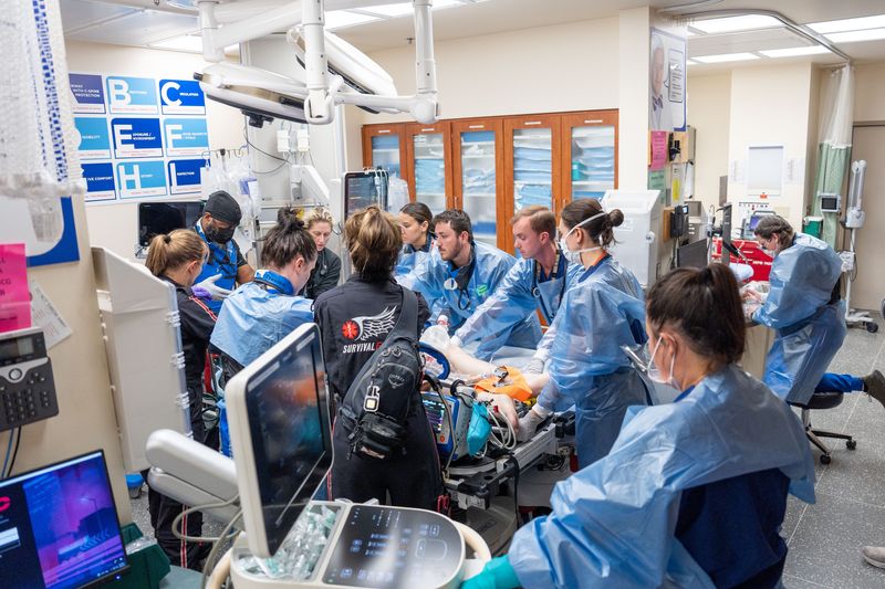 A trauma team at Tallahassee Memorial HealthCare works to tend to a patient on Monday, May 26, 2025.