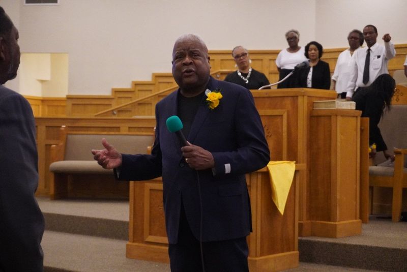 The Rev. Dr. F.N. Gallmon, pastor of Mount Moriah Baptist Church, speaks during a service on July 13 celebrating the church's 160th anniversary.