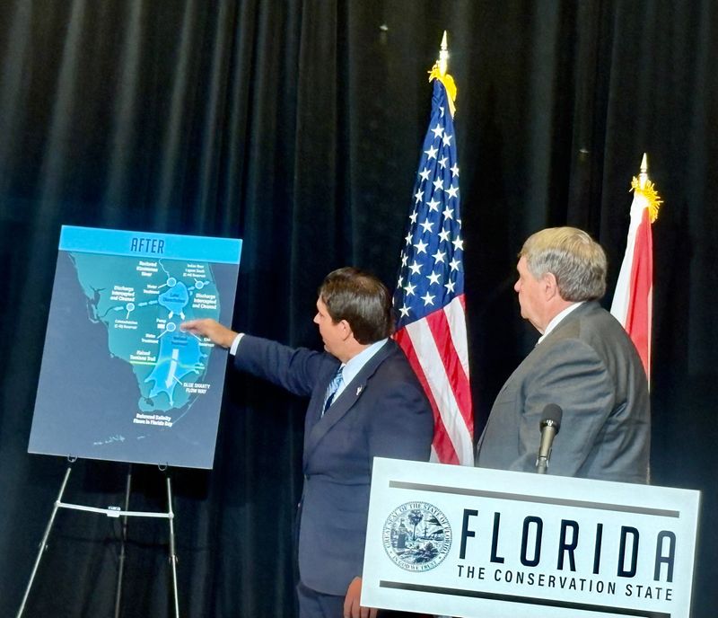 Florida Gov. Ron DeSantis and Acting Assistant Secretary of the Army D. Lee Forsgren July 18, 2025, at the JW Marriott Marco Island Beach Resort signed a memorandum of understanding to work together to build The Everglades Agricultural Area Reservoir by 2029.