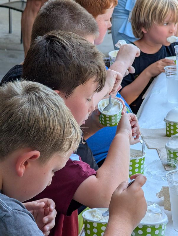 The under 16 division of the Lofty Pursuits 2025 ice cream eating contest gets underway on July 20, 2025.