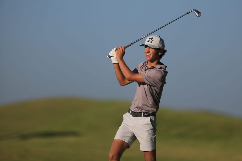 Miles Russell plays second shot on the fourth hole during the round of 32 of the 2025 U.S. Junior Amateur at Trinity Forest Golf Club in Dallas, Texas on Thursday, July 24, 2025. (Dustin Satloff/USGA)