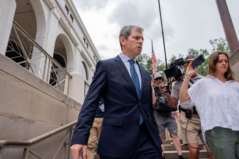 Ghislaine Maxwell’s defense attorney David Markus answers questions from the media after the close of Maxwell’s deposition with the Department of Justice on Friday, July 25, 2025.