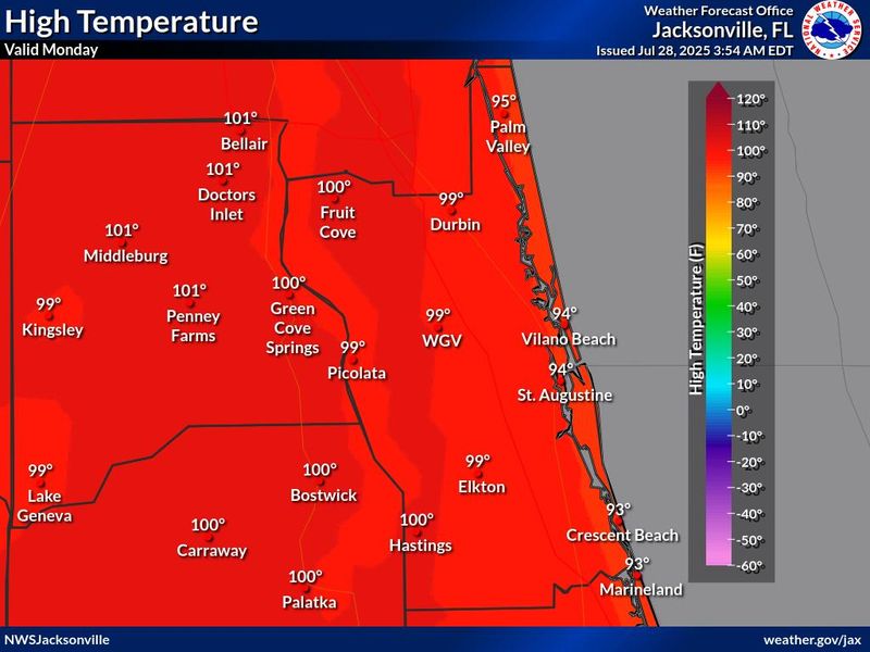 The National Weather Service issues extreme heat warning for St. Augustine, July 28 through August 1