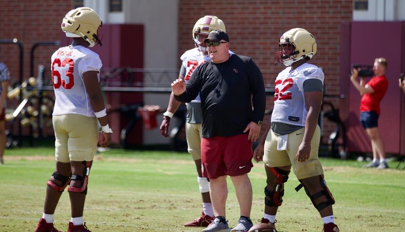 FSU football's Herb Hand walks into the first practice of preseason camp on Wednesday, July 30, 2025