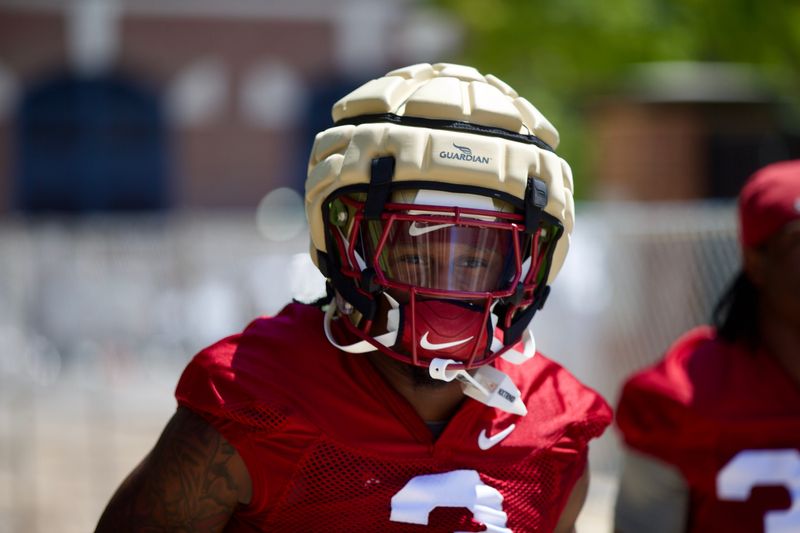 FSU football's Edwin Joseph walks into the first practice of preseason camp on Wednesday, July 30, 2025
