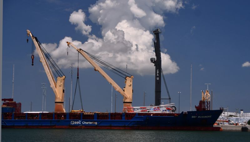 A new crane arrived at Port Canaveral on August 3 onboard the BBC Rushmore.
