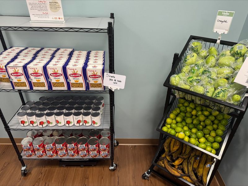 The pantry at the All Faiths Food Bank Wellness Market at Johns Hopkins All Children's Outpatient Care, North Port offers healthy food, as well as tips for preparation.