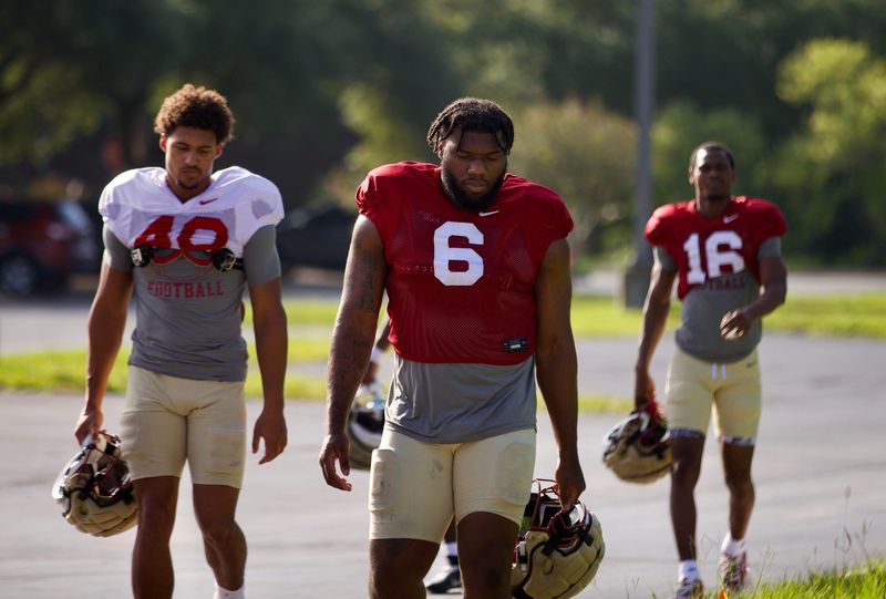 FSU football's Darrell Jackson walks into practice at the University of North Florida on Thursday, August 7, 2025