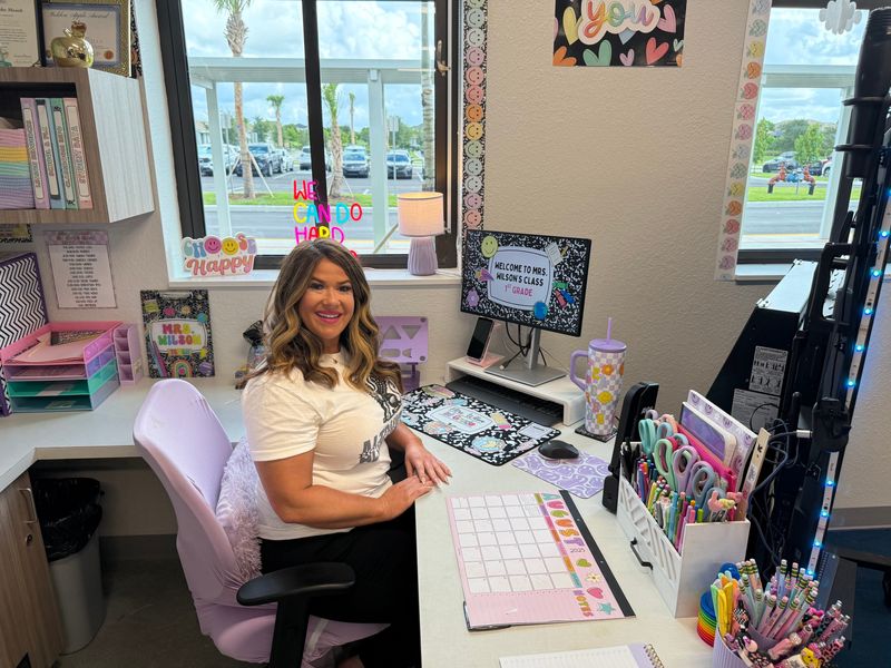 Teacher Melanie Wilson at Saddle View Elementary, which opens Monday, Aug. 11, 2025, near Arden and Westlake.