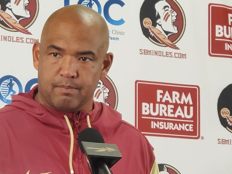 FSU football's coordinators Gus Malzahn and Tony White speak to the media.