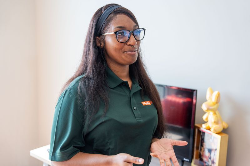 Nasze West shares her excitement to be a resident assistant in the newest residence hall at FAMU, Venom Landing, Tuesday, Aug. 12, 2025.