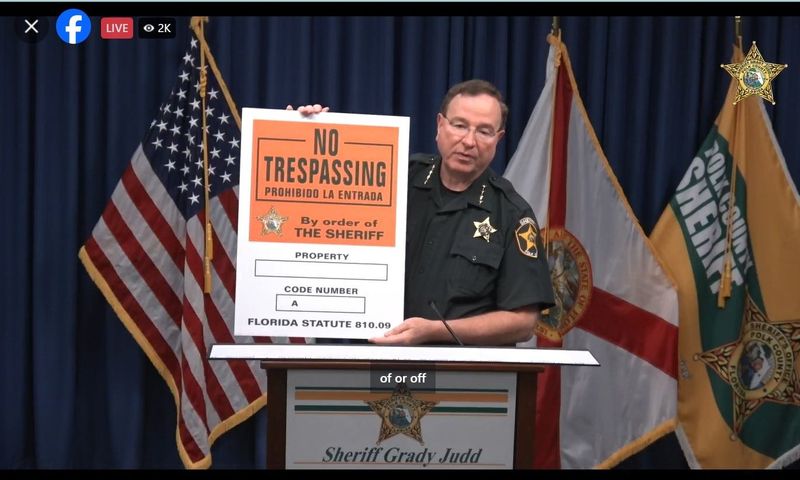 Polk Sheriff Grady Judd stressed at a Aug.12 press conference there will be no more warnings for trespassers on the shore of Lake Winterset