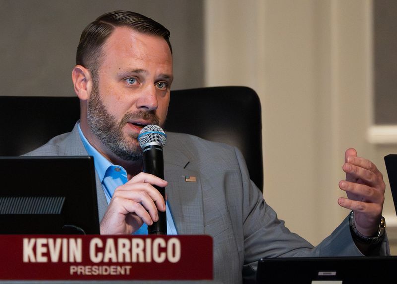 City Council President Kevin Carrico asked questions to the Finance Committee during their month of August for budget hearings Thursday August 14, 2025 at Jacksonville City Hall. [Doug Engle/Florida Times-Union]