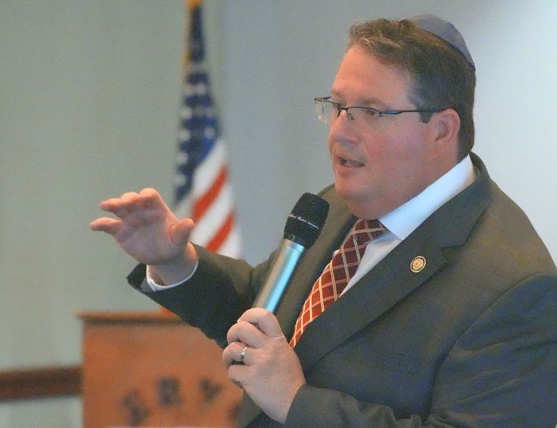 U.S. Rep. Randy Fine, a Republican from Florida's 6th Congressional District, speaks to members of the Volusia County Tiger Bay Club at the Halifax River Yacht Club, Thursday, Aug. 14, 2025, in Daytona Beach.