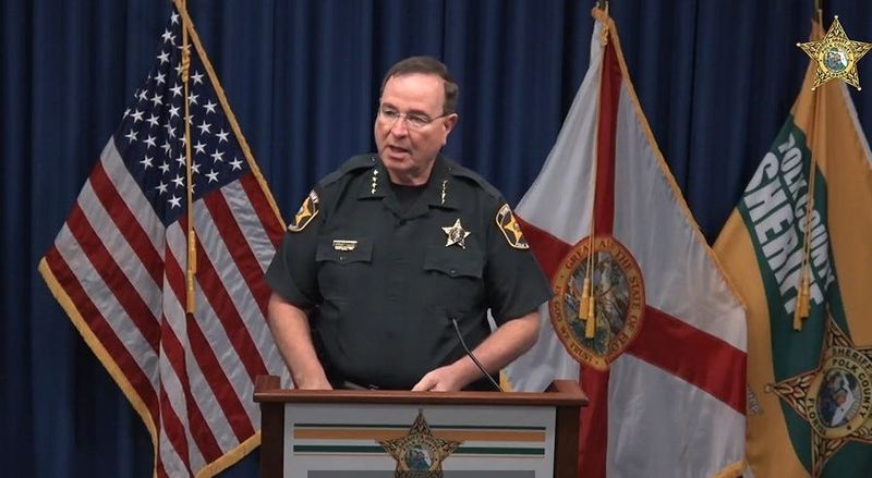 Polk County Sheriff Grady Judd discusses the arrest of a suspect in a Davenport area fatal shooting during a news conference on Aug. 15, 2025.