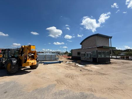 The modular unit that will house the new 7 Brew in Leesburg, next to the Arby's on U.S. 441, recently dropped at its new location, and the new drive-thru coffee stand plans to open this fall.