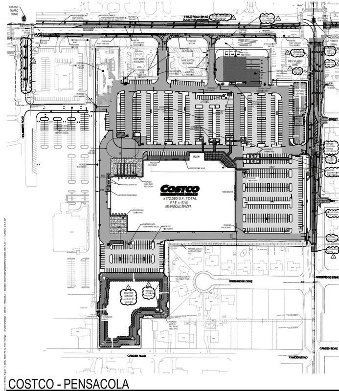 Site plans for Costco's proposal to develop its first Pensacola store at 225 E. Nine Mile Road, which was approved by Escambia's DRC on Aug. 20.