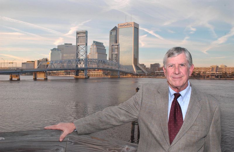 Buck Fannin, the original race director and founder of the River Run, is pictured on Feb. 28, 2002 along Jacksonville's Southbank of the St. Johns River. [Crista Jeremiason/Florida Times-Union]