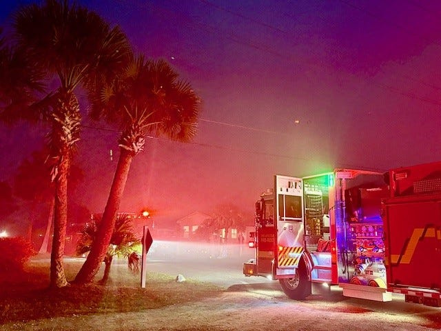 Firefighters responded to a fast-moving brush fire in Micco on Thursday, Aug. 21, a blaze believed to have been caused by lightning. No injuries were reported.