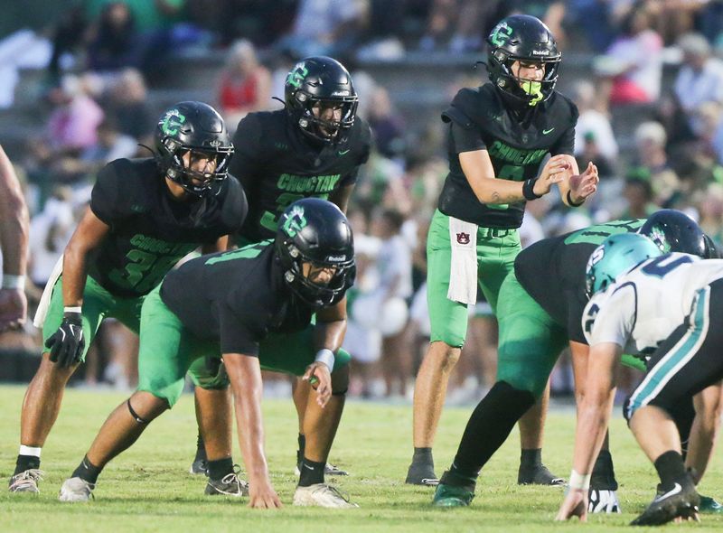 The Choctaw backfield awaits the snap during the Choctaw Gulf Shores football game at Choctaw.