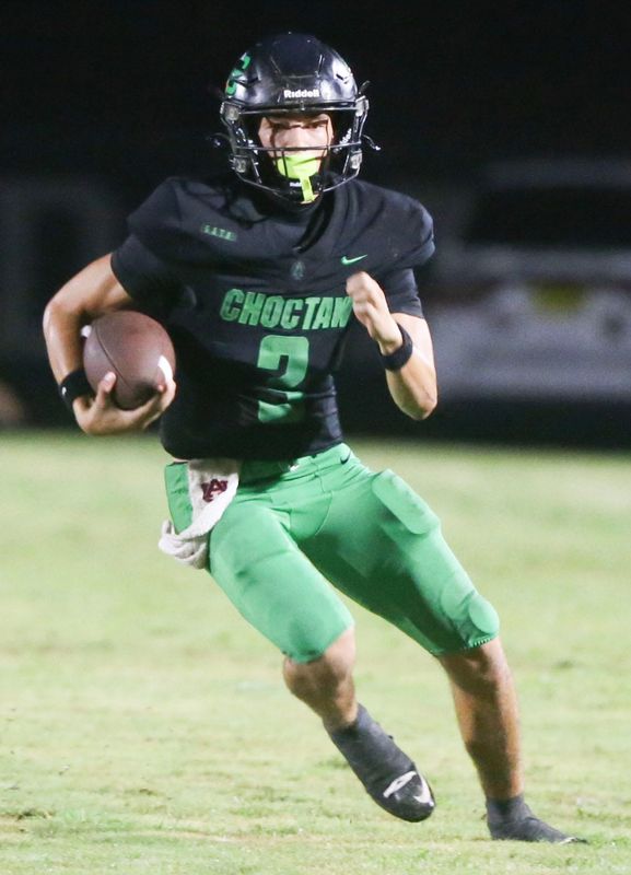 Choctaw QB Tamen Zabetkis runs on a keeper during the Choctaw Gulf Shores football game at Choctaw.