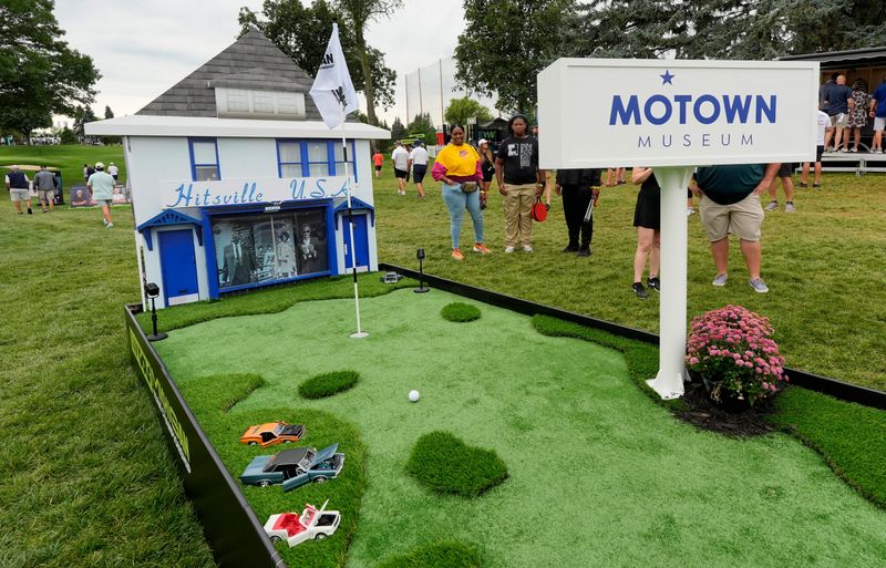 LIV Golf was always more about just the golf as this Motown themed putting green in the fan zone at the Michigan Team Championship semifinals last August shows.