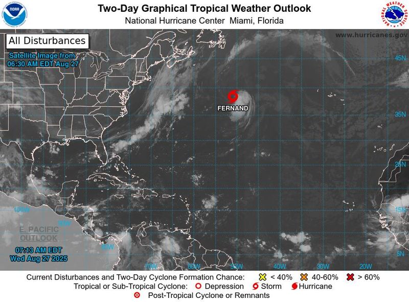 Tropical conditions 8 a.m. Aug. 27, 2025.