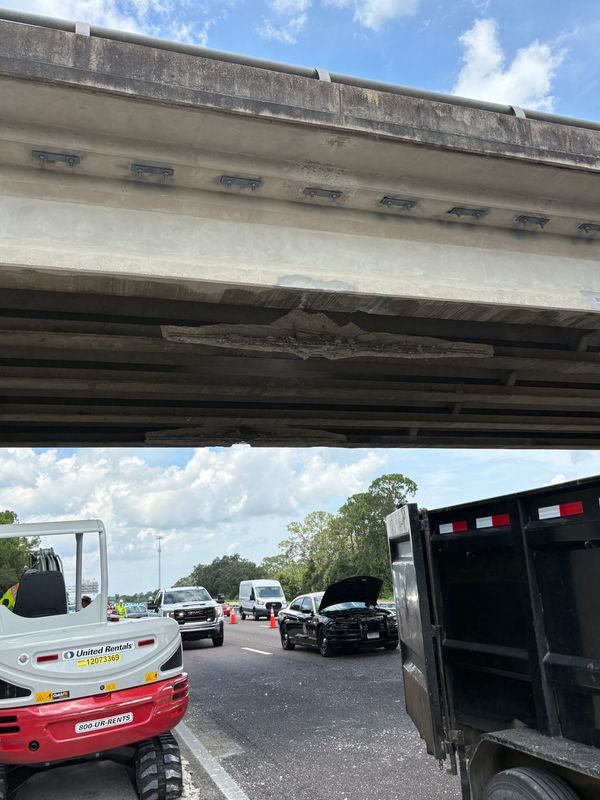 Florida Highway Patrol responded to southbound Interstate 95 in Brevard County near the State Road 528 exit on the afternoon of Aug. 29 after a dump truck collided with an overpass.