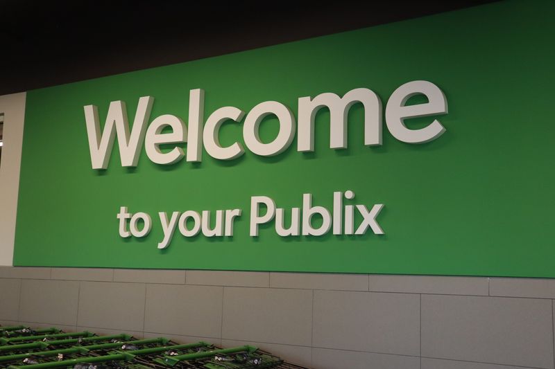 This sign greets shoppers at a Publix Super Market in Wellington, Florida. The state's signature grocery store has announced it will follow a recent state legal ruling and allow the open carry of firearms in its stores.