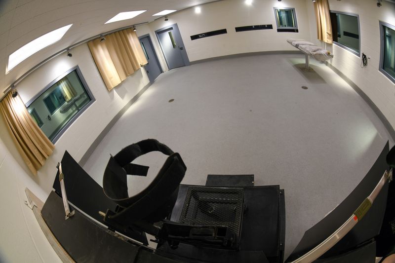 The view of the execution chamber from the perspective of the firing squad chair in Utah.