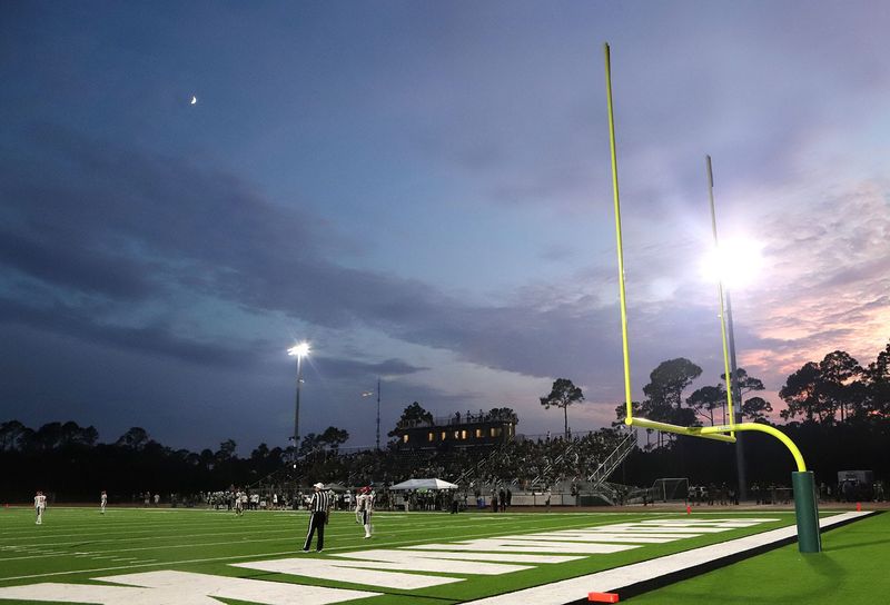The newly configured field and home stands during the Fort Walton Beach - South Walton football game at The Nest in South Walton.