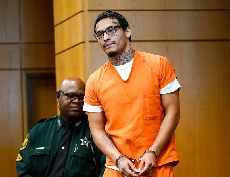 Angel Lobato enters the courtroom for his sentencing in Bartow on Sept. 3. Lobato received life in prison, the same sentence as his brother, for the November 2020 killing of Danne Frazier.