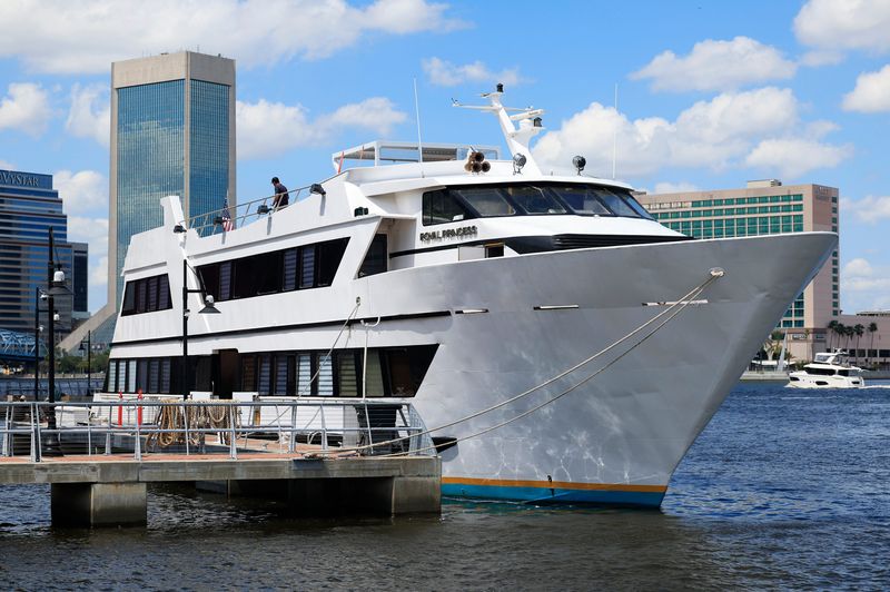 The Royal Princess yacht is docked on Southbank near the Chart House restaurant on the St. Johns River Wednesday, Sept. 3, 2025 in Jacksonville, Fla. The 180-passenger vessel will have brunch and dinner cruises. Jax Yacht Charter has a full liquor license for bar service during the river cruises.