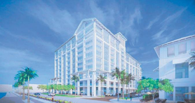 An updated rendering of the planned condominium building at King's Landing, presented to Fort Pierce city commissioners at a Sept. 2 meeting by lead developer Live Oak.