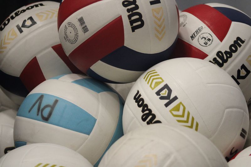STOCK | Volleyballs are piled up on the sidelines during a high school volleyball match between Beachside and Ponte Vedra in Ponte Vedra Beach, Florida, on Sept. 4, 2025. [Clayton Freeman/Florida Times-Union]