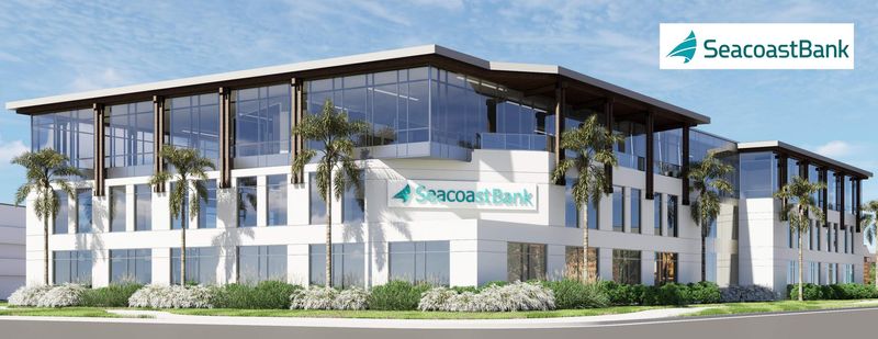 A rendering of the proposed new headquarters for Seacoast Bank in Stuart.