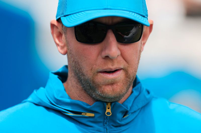 Jacksonville Jaguars head coach Liam Coen walks on the field before an NFL football matchup at EverBank Stadium, Sunday, Sept. 7, 2025 in Jacksonville, Fla. [Corey Perrine/Florida Times-Union]