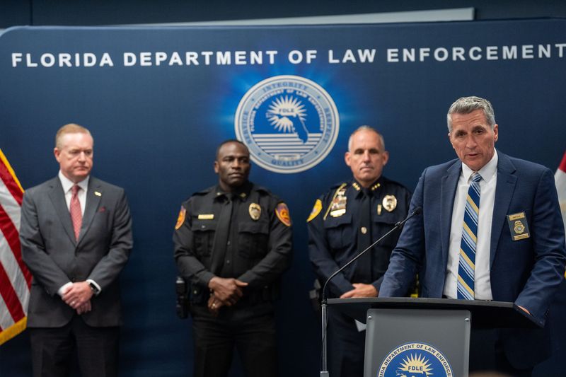 FDLE Commissioner Mark Glass speaks at a press conference regarding arrests made in the shooting of FSU football player Ethan Pritchard.