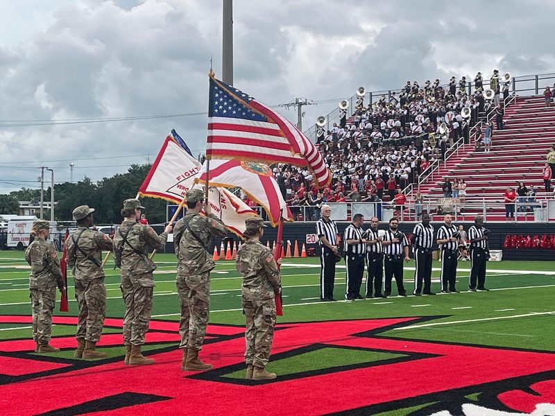 The Vero Beach High football team celebrated Military Appreciation Awareness Night at Billy Livings Field at the Citrus Bowl against St. Lucie West Centennial High. Vero Beach posted a 37-0 victory over the Eagles in the first Class 7A-District 11 game for both teams.
