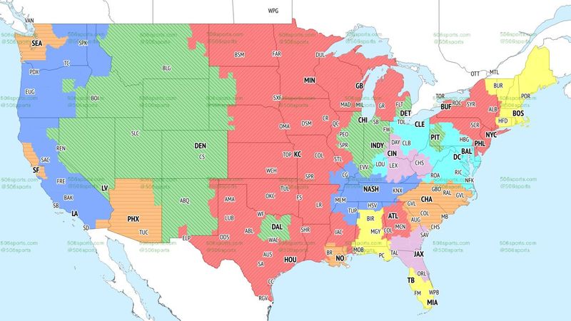 The CBS broadcast map for Week 2 of the 2025 NFL season.